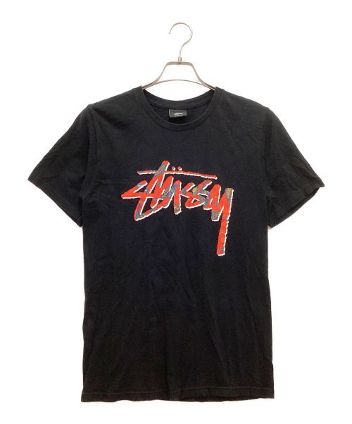 stussy（ステューシー）stussy (ステューシー) プリントTシャツ　クルーネック　ペイズリー柄ロゴ ブラック サイズ:Sの古着・服飾アイテム