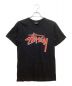 stussy（ステューシー）の古着「プリントTシャツ　クルーネック　ペイズリー柄ロゴ」｜ブラック