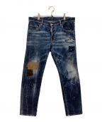 DSQUARED2ディースクエアード）の古着「DARK WARM PATCH WASH SKATER JEANS」｜インディゴ