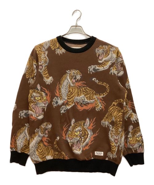 WACKO MARIA（ワコマリア）WACKO MARIA (ワコマリア) JACQUARD CREW NECK SWEATER ブラウン サイズ:Mの古着・服飾アイテム