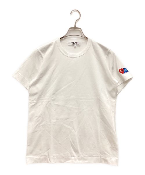 PLAY COMME des GARCONS（プレイ コムデギャルソン）PLAY COMME des GARCONS (プレイ コムデギャルソン) INVADER S/S T-Shirt / インベーダー ショートスリーブ Tシャツ　クルーネック　ハートワッペン ホワイト サイズ:Lの古着・服飾アイテム