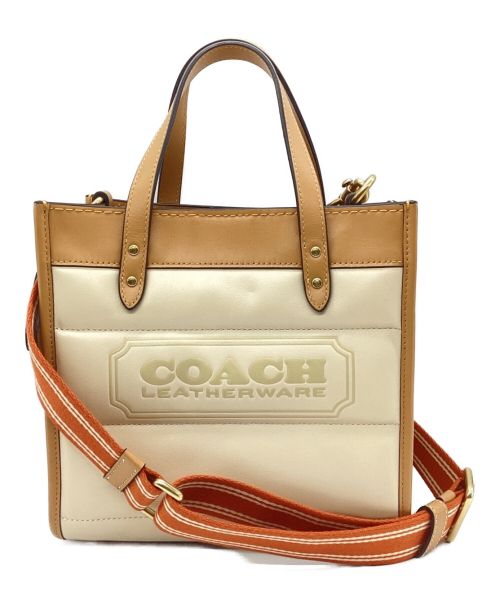 COACH（コーチ）COACH (コーチ) フィールド トート 22　カラーブロックバッグ　2WAYショルダーバッグ　ハンドバッグ アイボリーの古着・服飾アイテム