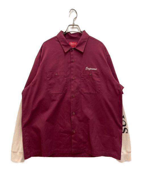 SUPREME（シュプリーム）SUPREME (シュプリーム) Thermal Work Shirt/サーマルワークシャツ レッド サイズ:SIZE Lの古着・服飾アイテム