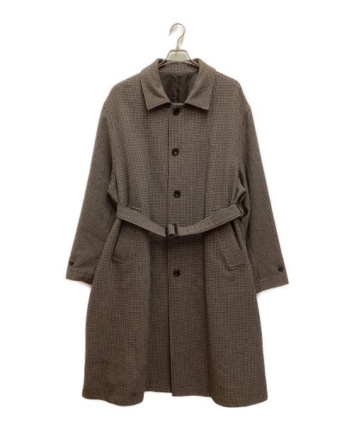 stein（シュタイン）stein (シュタイン) OVER SLEEVE INVESTIGATED COAT / オーバースリーブ インベスゲイテッドコート　千鳥格子柄 ブラウン サイズ:Mの古着・服飾アイテム