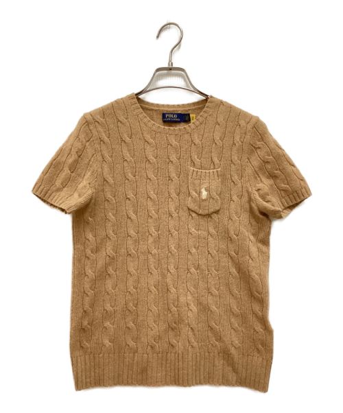 POLO RALPH LAUREN（ポロ・ラルフローレン）POLO RALPH LAUREN (ポロ・ラルフローレン) ケーブル半袖ニット　ウール　カシミヤ ブラウン サイズ:Sの古着・服飾アイテム