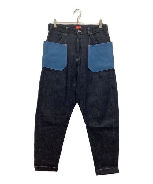 rehacer（レアセル）rehacer (レアセル) Big Pocket Hikers Denim / ビッグポケット ハイカーデニム　レザーポケット　児島デニム インディゴ サイズ:Lの古着・服飾アイテム