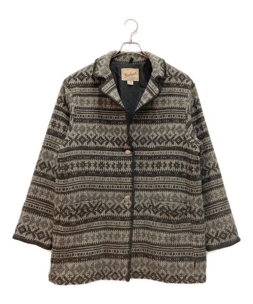 WOOLRICH（ウールリッチ）WOOLRICH (ウールリッチ) 90’S コンチョボタンネイティブウールコート　古着　総柄　USA製 グレー サイズ:Lの古着・服飾アイテム