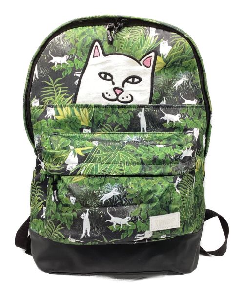 RIPNDIP（リップンディップ）RIPNDIP (リップンディップ) 総柄リュック　ボタニカル　ロードナーマル　猫 グリーンの古着・服飾アイテム