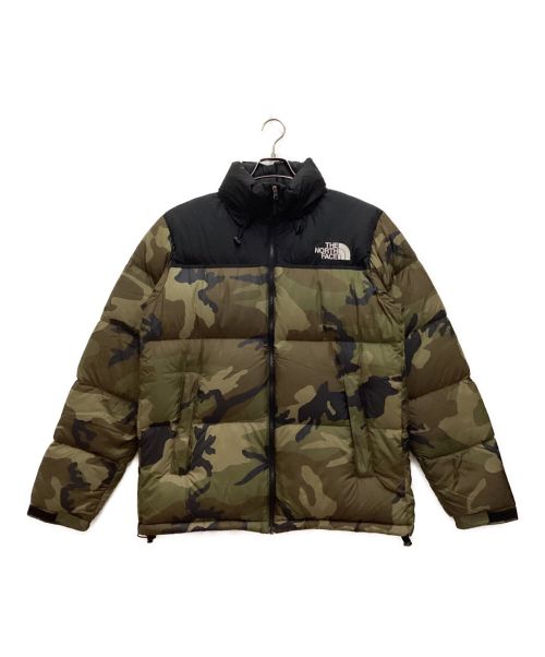 THE NORTH FACE（ザ ノース フェイス）THE NORTH FACE (ザ ノース フェイス) Novelty Nuptse Jacket / ノベルティヌプシジャケット　カモフラ　スタンドカラー　フーディ　 オリーブ サイズ:XXLの古着・服飾アイテム