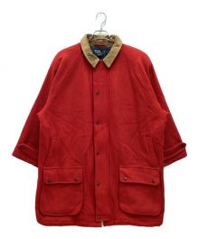 POLO RALPH LAUREN（ポロ・ラルフローレン）の古着「古着ウールハンティングジャケット　コート　襟コーデュロイ　パワーショルダー」｜レッド