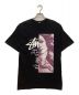 stussy（ステューシー）の古着「プリントTシャツ　WORLD TOUR + VENUS　ワールドツアー　ヴィーナス　クルーネック　00s」｜ブラック