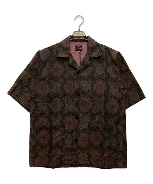 Needles（ニードルズ）Needles (ニードルズ) CABANA SHIRT - C/PE ARABESQUE JQ / カバナシャツ　開襟　総柄　ジャガード　23ss ブラウン×ワインレッド サイズ:Mの古着・服飾アイテム