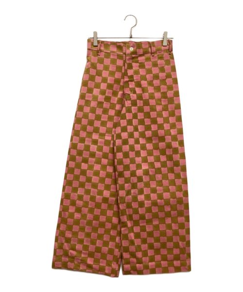 SZ Blockprints（エスゼットブロックプリント）SZ Blockprints (エスゼットブロックプリント) DISCO PANTS / ブロックチェックディスコパンツ　L'Appartement取扱 ピンクベージュ サイズ:Sの古着・服飾アイテム