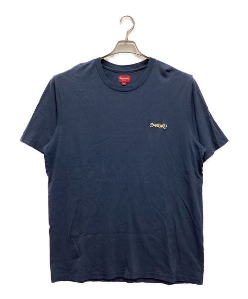 SUPREME（シュプリーム）Supreme (シュプリーム) Washed Handstyle S/S Top / ウォッシュド ハンドスタイル ショートスリーブトップ　クルーネック　ロゴ刺繍 ネイビー サイズ:XLの古着・服飾アイテム