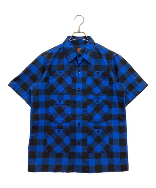 South2 West8（サウスツー ウエストエイト）south2 west8 (サウスツー ウエストエイト) BEAMS BOY (ビームスボーイ) 別注 Buffalo Check 6Pocket Shirt / バッファローチェック 6ポケットシャツ ブルー×ブラック サイズ:XSの古着・服飾アイテム