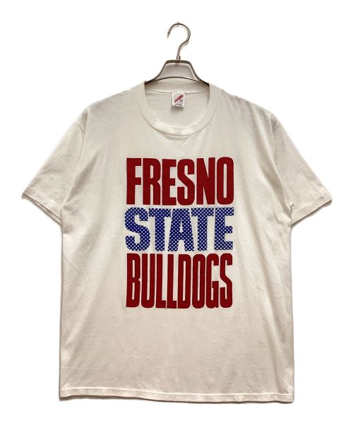 JERZEES（ジャージーズ）JERZEES (ジャージーズ) 80S カレッジTee クルーネック FRESNO STATE BULLDOGS カリフォルニア州立大学ブルドッグス USA製 ホワイト サイズ:XLの古着・服飾アイテム