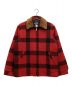 WOOLRICH（ウールリッチ）の古着「古着バッファローチェックジャケット　ブルゾン　襟コーデュロイ　ジップ　USA製」｜レッド