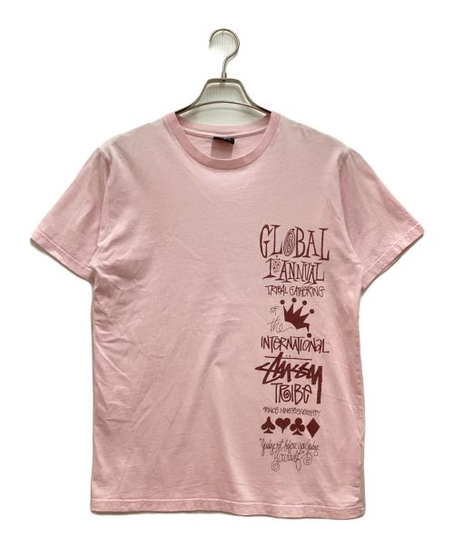 stussy（ステューシー）stussy (ステューシー) プリントTシャツ　クルーネック　1st Annual ピンク サイズ:Sの古着・服飾アイテム