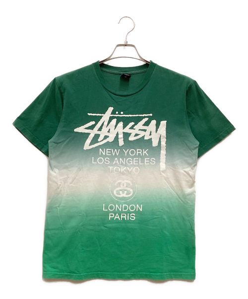 stussy（ステューシー）stussy (ステューシー) プリントTシャツ　クルーネック　グラデーション グリーン サイズ:Sの古着・服飾アイテム