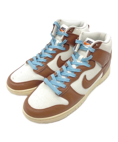 NIKE（ナイキ）NIKE (ナイキ) DUNK HI RETRO PRM PECAN/SAIL-WORN BLUE-OFF NOIR / ダンク ハイ レトロ プレミアム  ピーカン / セイル ウォーン ブルー オフ ノアール ブラウン サイズ:28の古着・服飾アイテム