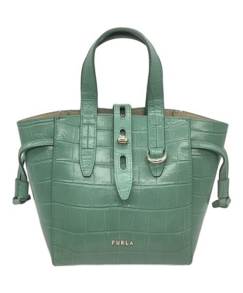 FURLA（フルラ）FURLA (フルラ) 2WAYショルダーバッグ　ハンドバッグ　ミニバッグ　BASRFUA 　クロコ型押し グリーンの古着・服飾アイテム