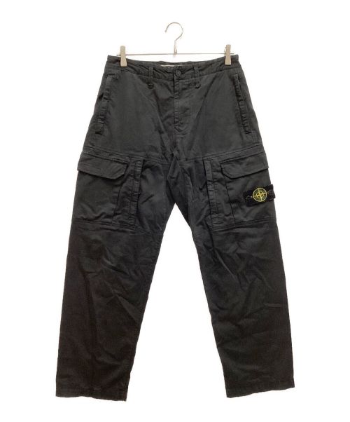 STONE ISLAND（ストーンアイランド）STONE ISLAND (ストーンアイランド) SI CARGO PANTS ガーメントダイコットンウールカーゴパンツ ブラック サイズ:W29の古着・服飾アイテム