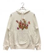 KOH'S LICK CURROコウズリック クロ）の古着「KLC 5th aniversary Hoodie / KLC5周年アニバーサリーフーディ　フラワープリント　バックロゴ」｜ホワイト