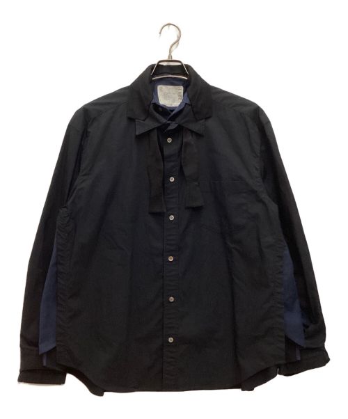 sacai（サカイ）sacai (サカイ) Poplin Shirt / ポプリンシャツ　レイヤード　20SS ブラック×ネイビー サイズ:1の古着・服飾アイテム