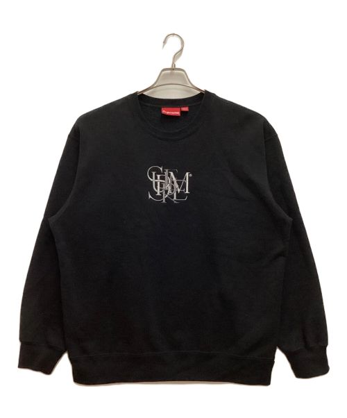 SUPREME（シュプリーム）Supreme (シュプリーム) overlap crewneck / オーバーラップクルーネック　スウェット　ロゴ刺繍　裏起毛 ブラック サイズ:LARGEの古着・服飾アイテム