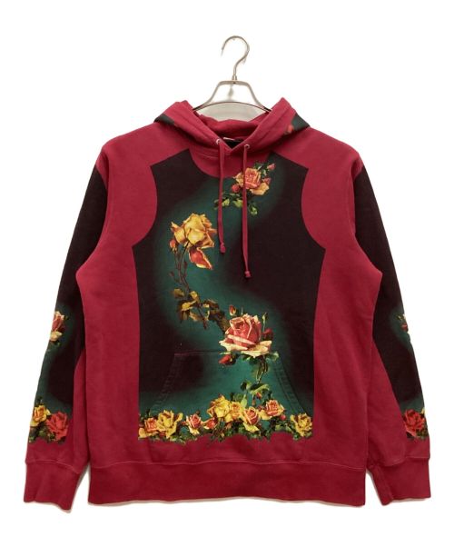 SUPREME（シュプリーム）Supreme Jean Paul GAULTIER (ジャンポールゴルチェ) Floral Print Hooded Sweatshirt / フローラルプリントフーデッドスウェットシャツ　パーカー　裏起毛 レッド サイズ:LARGEの古着・服飾アイテム