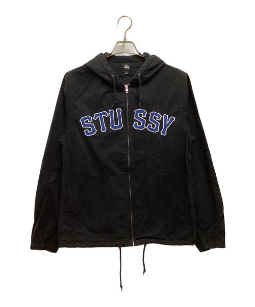 stussy（ステューシー）stussy (ステューシー) ジップアップフーディジャケット　パーカー　ロゴ ブラック サイズ:SMALLの古着・服飾アイテム