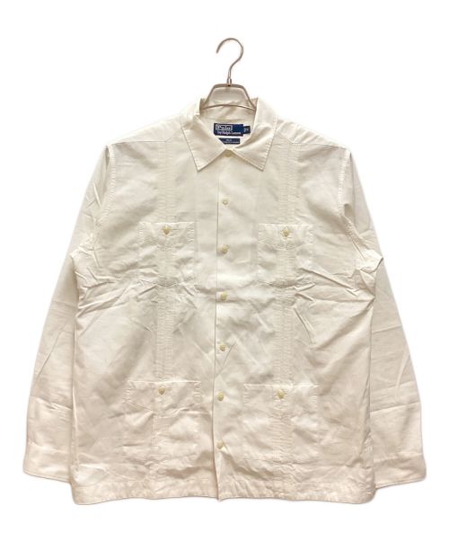 POLO RALPH LAUREN（ポロ・ラルフローレン）POLO RALPH LAUREN (ポロ・ラルフローレン) キューバシャツ ISLE ツープライコットン 90S ホワイト サイズ:Mの古着・服飾アイテム