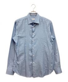 BRIONI（ブリオーニ）の古着「シャツ　チェック　コットン　スリムフィット」｜ブルー