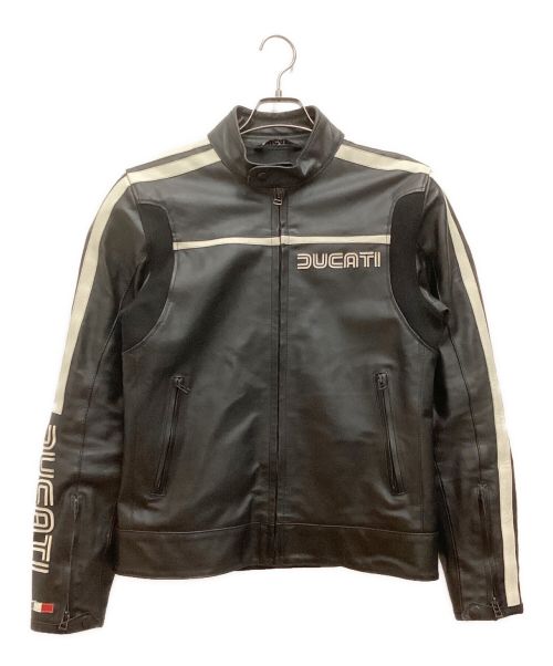 DUCATI BY DAiNESE（ドゥカティ バイ ダイネーゼ）ducati by dainese (ドゥカティ バイ ダイネーゼ) レーシングレザージャケット　スタンドカラー　ジップ　ロゴ ブラック サイズ:46の古着・服飾アイテム