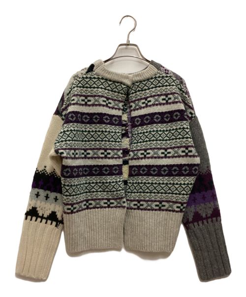 maturely（マチュアリー）maturely (マチュアリー) Fair Isle Back to Front Cardigan グレー サイズ:-の古着・服飾アイテム