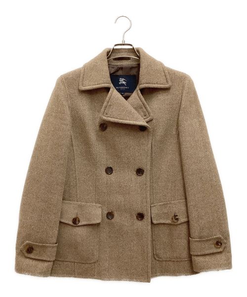 BURBERRY LONDON（バーバリーロンドン）BURBERRY LONDON (バーバリーロンドン) ウールカシミヤダブルコート　ヘリンボーン　裏地チェック ベージュ サイズ:40の古着・服飾アイテム