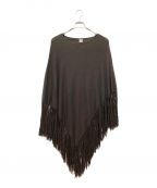 L'appartement×GOOD GRIEFアパルトモン×グッドグリーフ）の古着「Knit Fringe Poncho / ニットフリンジポンチョ　コットン　クルーネック」｜グレー