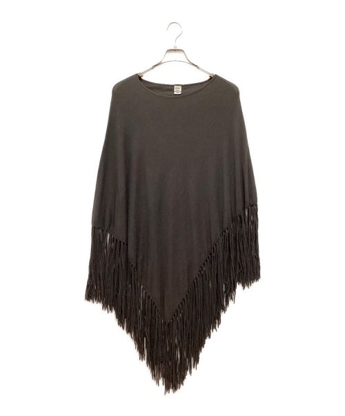 L'appartement（アパルトモン）L'appartement (アパルトモン) GOOD GRIEF (グッドグリーフ) Knit Fringe Poncho / ニットフリンジポンチョ　コットン　クルーネック グレー サイズ:F 未使用品の古着・服飾アイテム