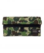 PORTER×A BATHING APEポーター×アベイシングエイプ）の古着「BAPE x Porter 1st Camo Long Wallet / ファースト カモ ロングウォレット」｜グリーン