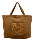 maison kitsuneメゾンキツネ）の古着「BOLD FOX HEAD CLASSIC TOTE BAG / ボールドフォックスヘッド クラシックトートバッグ」｜ブラウン