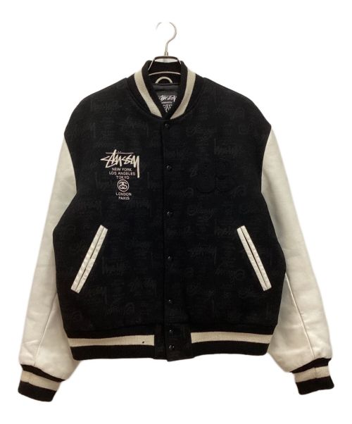 stussy（ステューシー）stussy (ステューシー) 25thワールドツアースタジャン ブラック×ホワイト サイズ:Lの古着・服飾アイテム