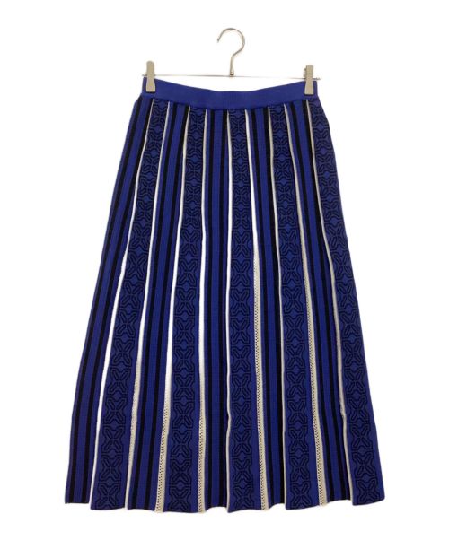 NOMBRE IMPAIR（ノンブルアンペール）NOMBRE IMPAIR (ノンブルアンペール) Knit jacquard skirt / ニットジャガードスカート　総柄　ミモレ丈　コットン ブルー サイズ:F 未使用品の古着・服飾アイテム