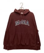 Champion×MoMAチャンピオン×モマ）の古着「リバースウィーブパーカー　プルオーバー　ロゴ」｜ボルドー