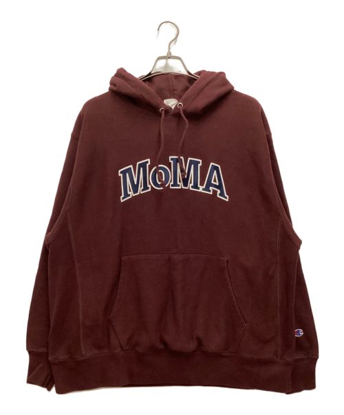 Champion（チャンピオン）Champion (チャンピオン) MoMA (モマ) リバースウィーブパーカー　プルオーバー　ロゴ ボルドー サイズ:X-LARGEの古着・服飾アイテム