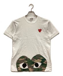 PLAY COMME des GARCONS（プレイ コムデギャルソン）の古着「ハートカモプリントTシャツ　クルーネック　コットン　ハートパッチ　」｜ホワイト