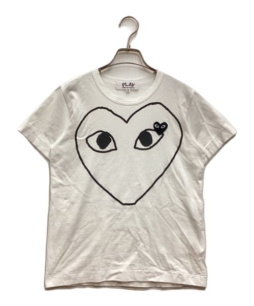 PLAY COMME des GARCONS（プレイ コムデギャルソン）PLAY COMME des GARCONS (プレイ コムデギャルソン) ハートプリントTシャツ　クルーネック　コットン　ハートワッペン ホワイト サイズ:Mの古着・服飾アイテム