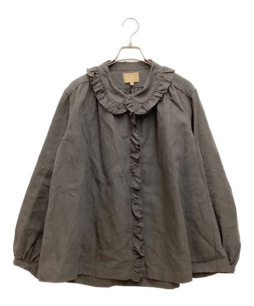 NIGEL CABOURN（ナイジェルケーボン）NIGEL CABOURN (ナイジェルケーボン) オールドフレンチブラウス　フリル　ランタンスリーブ　リネン グレー サイズ:6の古着・服飾アイテム