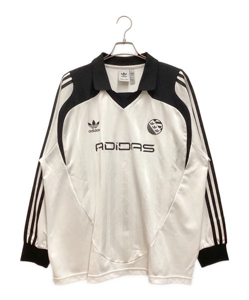 adidas（アディダス）adidas (アディダス) ADILENIUM OVERSIZED LONG SLEEVE JERSEY / アディレニウム オーバーサイズ ロングスリーブ ジャージ ゲームシャツ ホワイト サイズ:3XLの古着・服飾アイテム