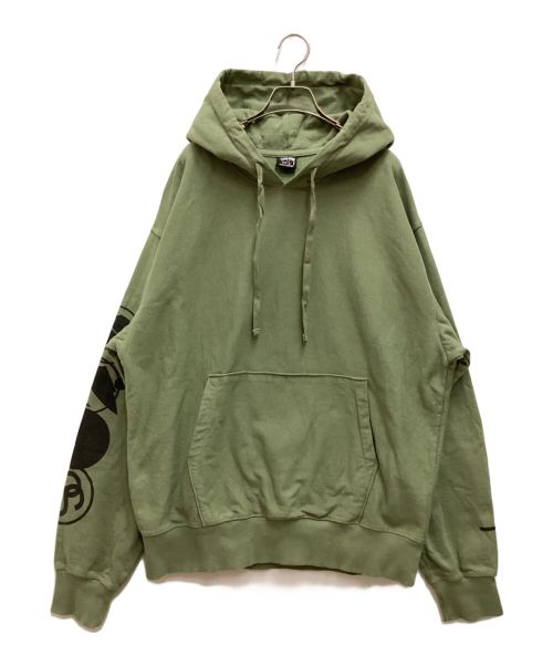 stussy（ステューシー）stussy (ステューシー) ピグメント加工パーカー グリーン サイズ:Lの古着・服飾アイテム