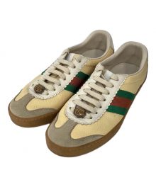 GUCCI（グッチ）の古着「レザー&スエードウェブストライプスニーカー　ローカット」｜イエロー